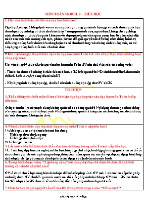 Tài liệu Modul môn Toán Lớp 2